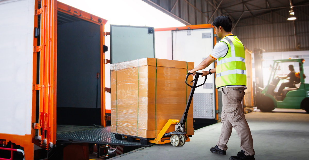 a partially filled truckload with diverse packages, showcasing the flexibility of PTL shipping for multiple shippers.